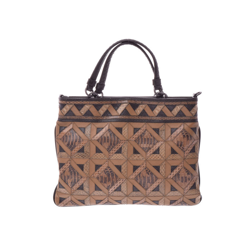 Bottega Veneta Strap Python Brown Leather Handbag - image 1